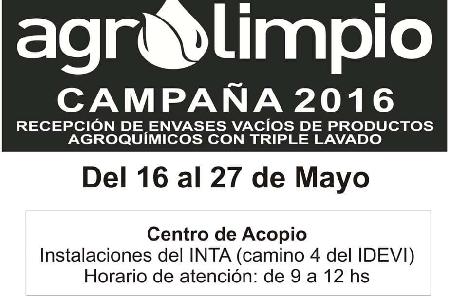 Campaña de recepción de envases vacíos de productos agroquímicos con triple lavado en Viedma