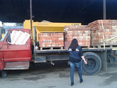 Descargaba ladrillones y en una maniobra dañó una camioneta vecina