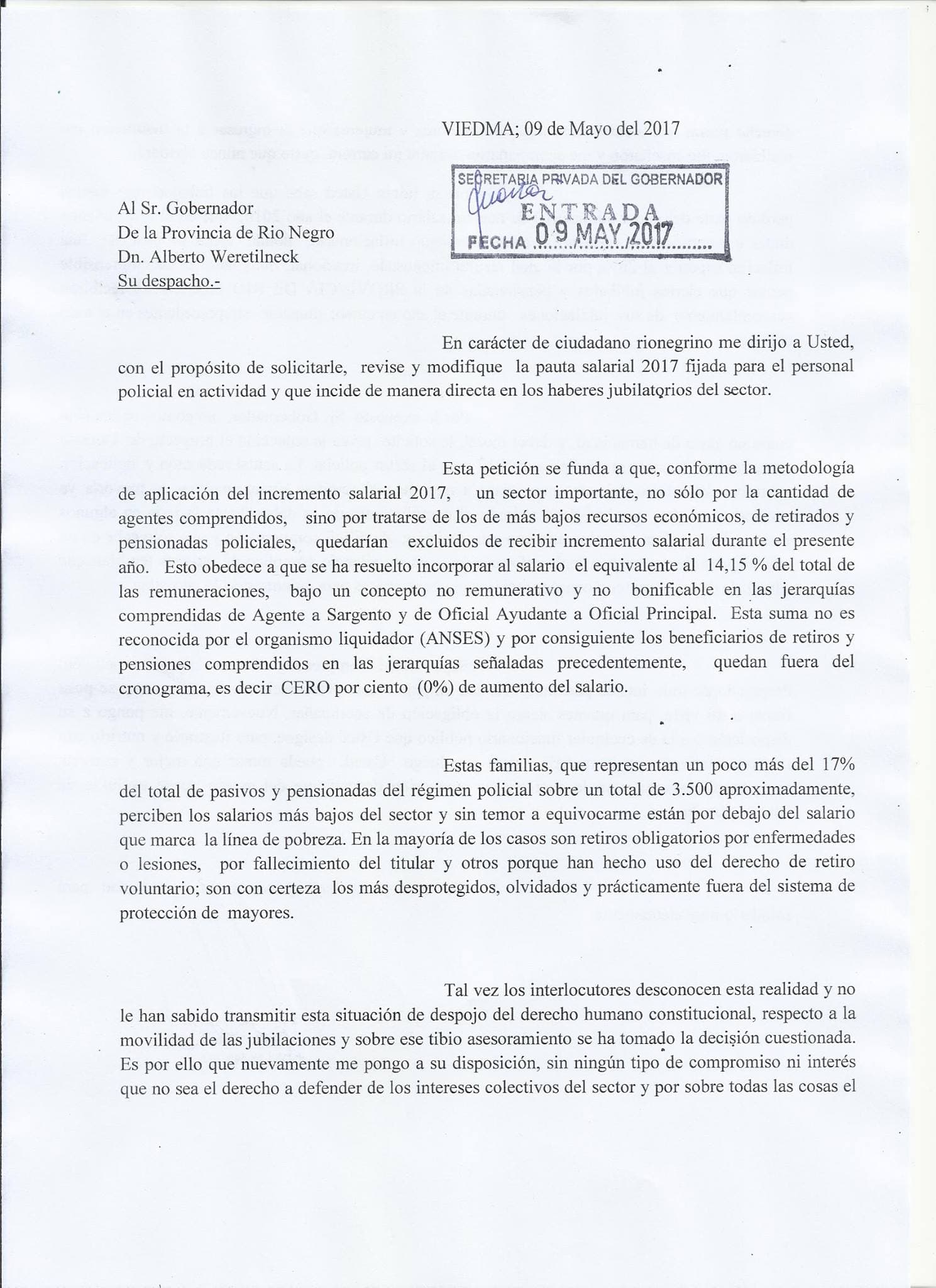 “Hay 600 familias de policías retirados que quedaron con un aumento salarial del 0%”