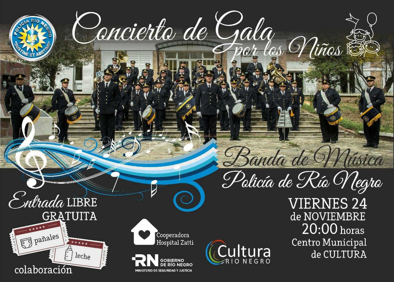 A beneficio de los niños del hospital Zatti, se presenta la Banda de la Policía en el Centro Cultural