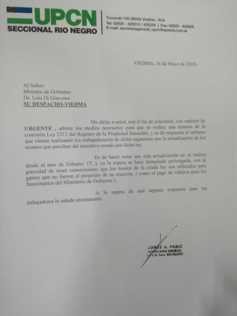 UPCN solicita actualización urgente de incentivos