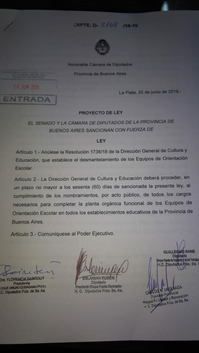 Docentes bonaerenses rechazan la resolución que modifica los Equipos de Orientación Escolar