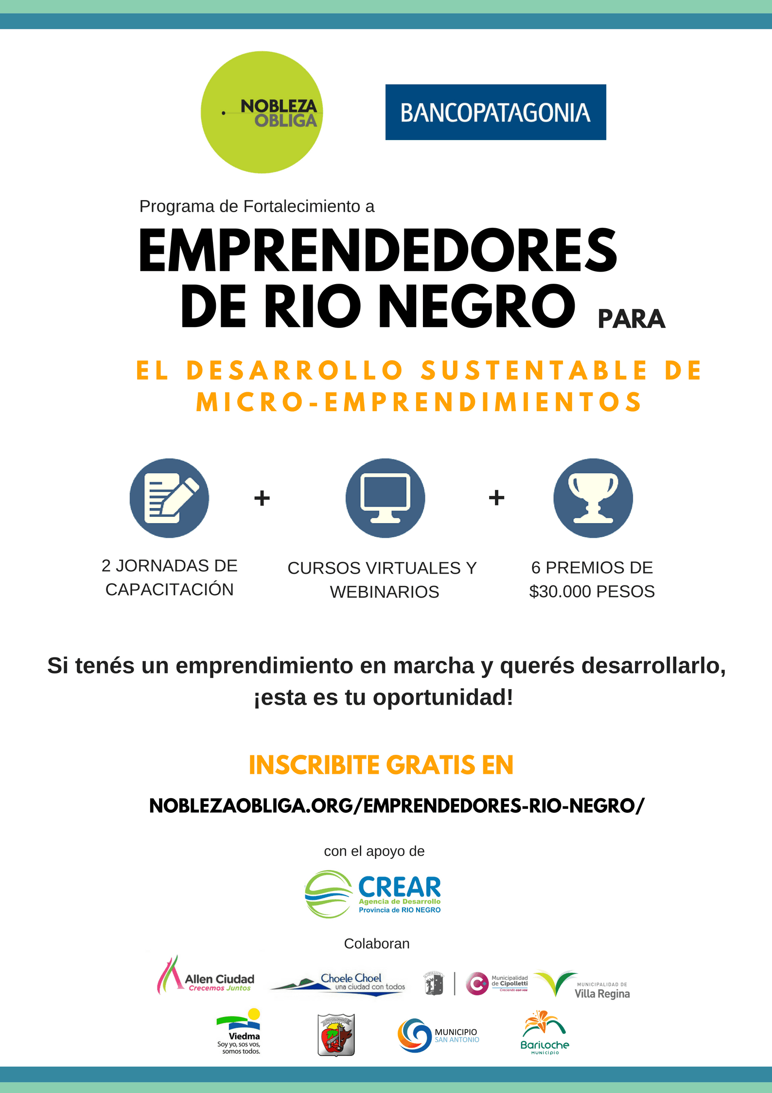 Lanzan la 2da edición del Programa de Fortalecimiento a Emprendedores en Viedma y San Antonio Oeste.
