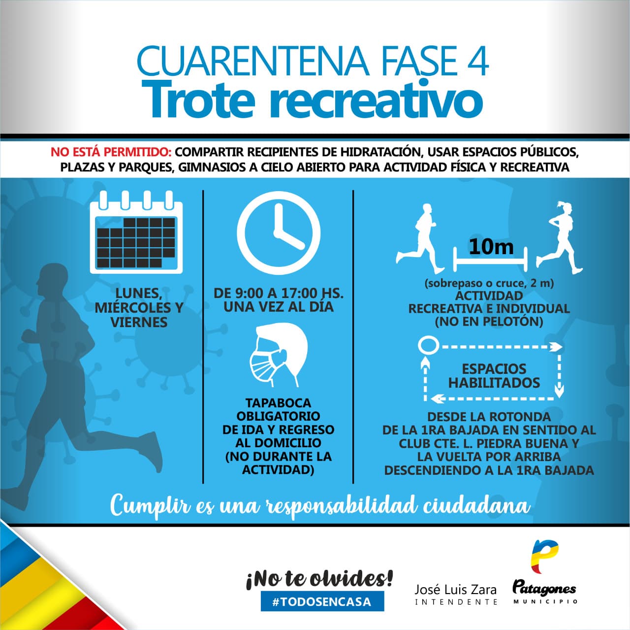 Se habilita el ciclismo y el trote recreativo en el Distrito de Patagones