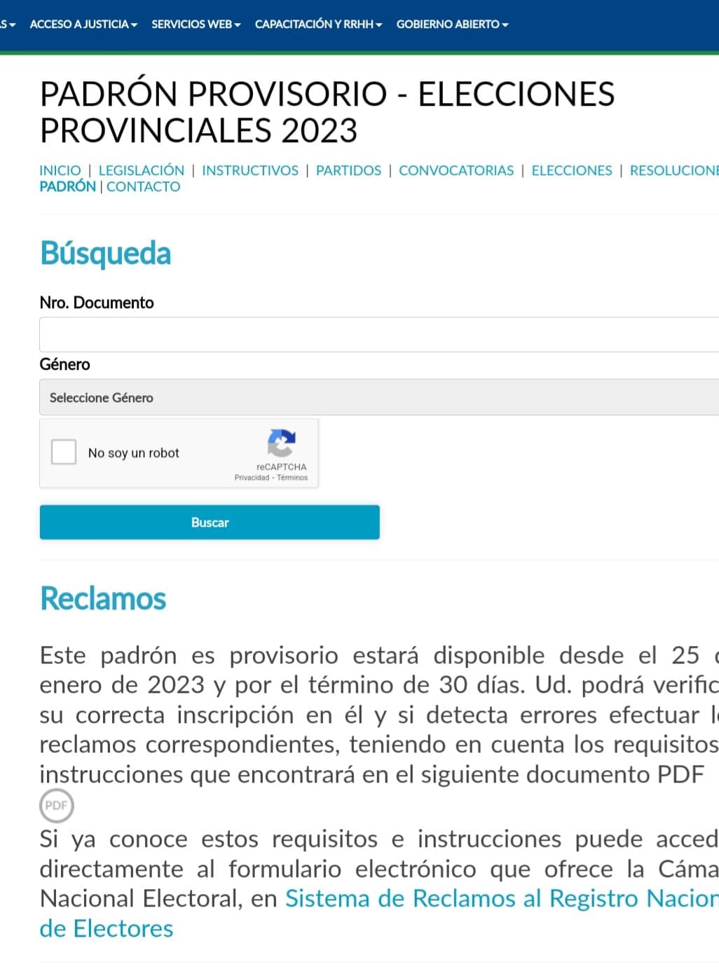 El padrón provisorio para las elecciones está disponible por 30 días y se podrán efectuar reclamos