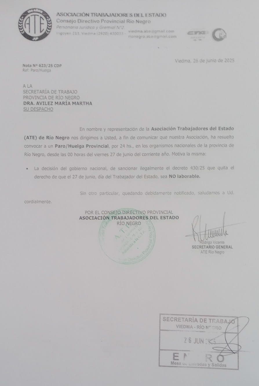 Afiliados de ATE paran este viernes en organismos nacionales tras la eliminación por decreto del Día del Trabajador del Estado