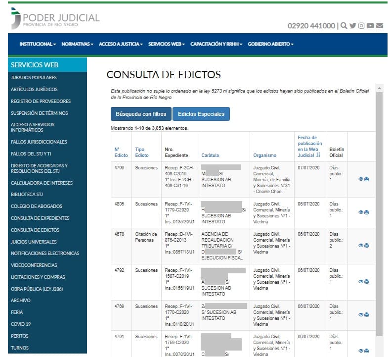 Más de 3800 edictos judiciales publicados sin papel