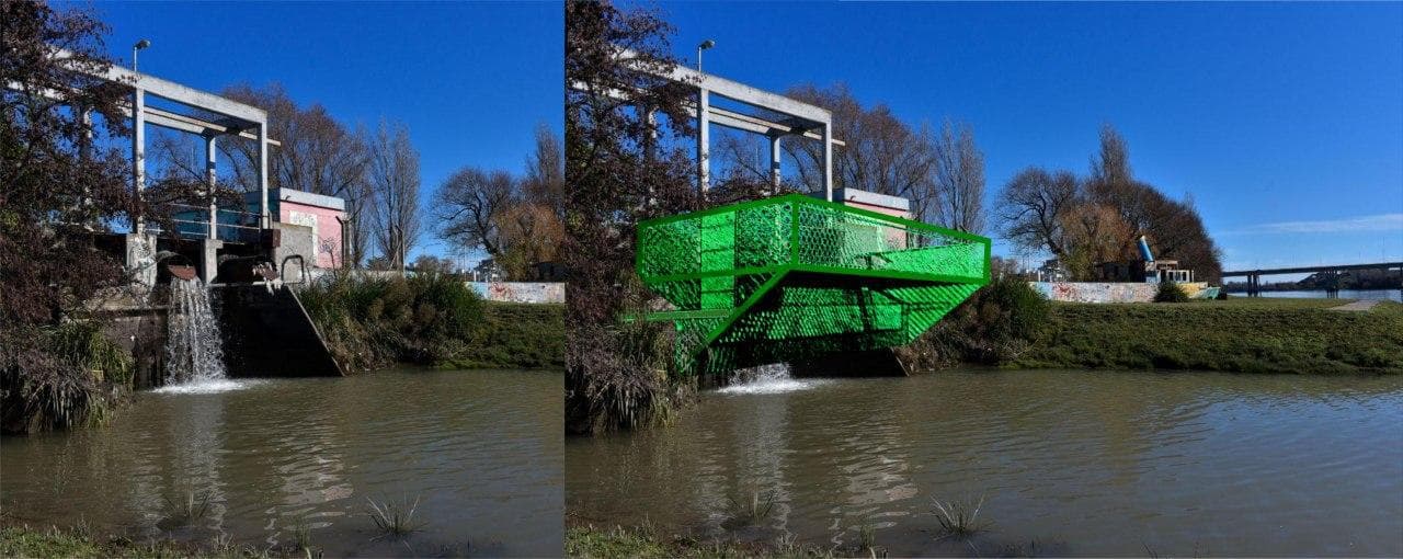 Construyen canastos para evitar que los desechos de desagües culminen en el río